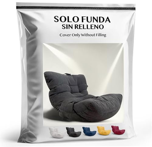 Aiire Sitzsackbezug Salon Luxus XXL – Flauschige Bean Bag Hülle ohne Füllung – Modernes Lounge-Design für Jugendzimmer oder Wohnzimmer – Bezug für Bodenkissen, Bodenstuhl oder Bodensessel – Dunkelgrau