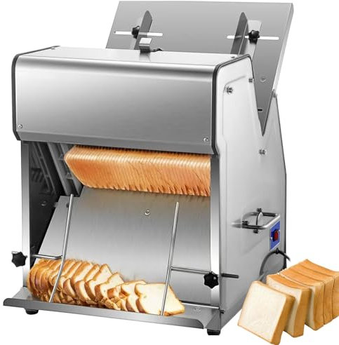 Commercial Bread Slicer, 370W Electric Bread Cutting Machine with 0.47 Inch Thickness, 31 Maximum Number of Slices, Adjustable Inlet & Outlet, for Bread Fruit Vegetable