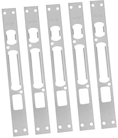 STOBOK 5pcs Door Reinforcement Plates and Security Strike Plates, Iron Mortice Lock Buckle 24x240mm Square Guide for Door Frames, Anti-Theft Lock Guard for Home Security