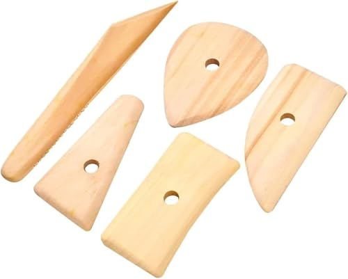 5Pcs Wood Pottery Clay Ribs Wooden Ceramic Potter Rib Ceramic Clay Sculpting Scrapers Pottery Ribs Tools Pottery Shaping Trimming Tools Ceramic Tools Ceramics and Pottery