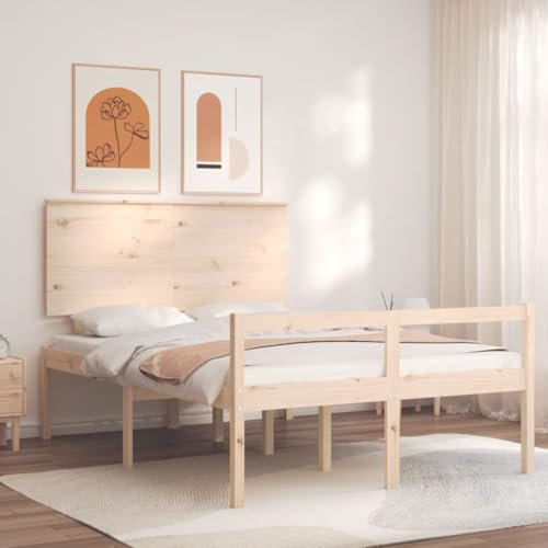 Brokky Seniorenbett mit Kopfteil Bettgestell Massivholzbetten Bett 140x190 cm Massivholz
