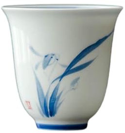 Taza de té de orquídea de porcelana blanca pintada a mano de estilo chino de 60 ml