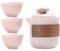 Alipis Cerámica Portátil Conjunto Viaje Color Rosa con Floral Tetera y Tazas para Oficinas Actividades de Negocios y Picnics