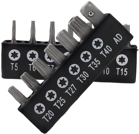 Genérico Juego de Destornilladores Multifunción de 14 Piezas con Puntas de Seguridad Huecas Estrella Mango Hueco de Acero Aleado Resistente Adecuado para Reparaciones Domésticas y