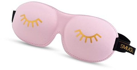 SMUG 100% Blackout Sleep & Eye Mask | Eyelash Extension Friendly | Eye Masks for Sleeping | Sleep Masks for Women & Men | Straps for Dream Comfort & Adjustability | Baby Pink Wink