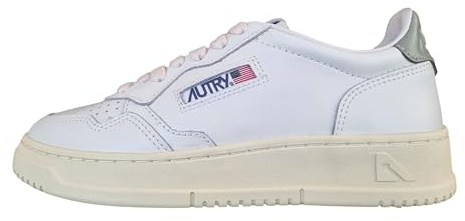 AUTRY AULW LL11 Damen-Sneakers aus Leder, Weiß und Salbeigrün, Weiß und Salbeigrün, 36 EU