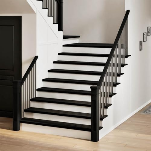 Owoxanthellate 8 gradini per scale marrone scuro rovere 110 x 25 x 2 cm, in legno massello antiscivolo, design moderno per soggiorno, corridoio, camera da letto