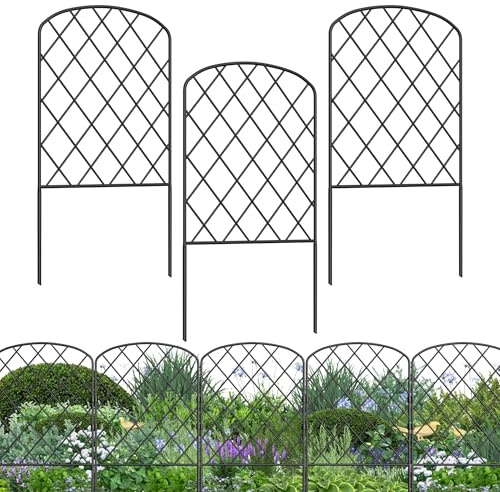 QEENTOE 25PCS Tierbarriere-Zaun Metall Mobiler Zaun Hundezäune für Kaninchen Hund Hof Dekoration Gitterzaun Gartenbeet Steckzaun ohne Graben für Camping Teich Außenbereich Rautenmuster Gartengitter