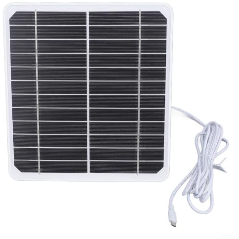Besshepplo Panneau solaire 20 W pour caméra de sécurité avec sortie 5 V, support réglable à 360°, IP66 résistant aux intempéries, câble et interface (USB)