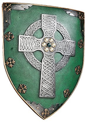 Design Toscano Keltischer Kreuz Kämpferschild Mittelalterliche Wandskulptur, Polyresin, vollfarbe, 46 cm
