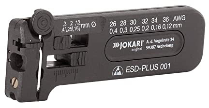 JOKARI®original Mikro-Präzisions-Abisolierwerkzeug antistatisch ESD-Plus 003 zum Abisolieren von feinen Leitern und Litzen AWG 28 bis 18/0,30 bis 1,00 mm Ø, Art.Nr. 40029