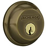 SCHLAGE B60N609 Deadbolt with Standard Trim Keyed 1 Side, Highest Residential Security, Antique Brass