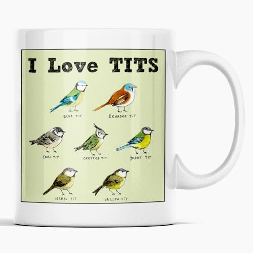 Bagamug I Love Tits New Quick and Easy Funny Joke Office Ceramic Tea and Coffee Bird Watching Mug