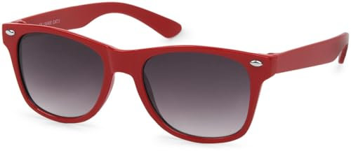styleBREAKER Kinder Sonnenbrille Retro Nerd Design mit verspiegelten oder getönten Gläsern | UV400 Schutz | Kunststoffrahmen | für Kleinkinder 18 Monate bis 4 Jahre, Gestell Rot/Glas Grau Verlauf