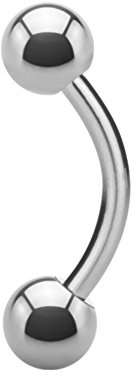 eeddoo Piercing Banane Silber Titan 1,6 x 10mm 3 mm