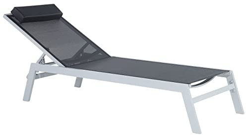 Beliani Gartenliege Liegestuhl Sonnenliege Relaxliege Schwarz Aluminium Polyester Kissen