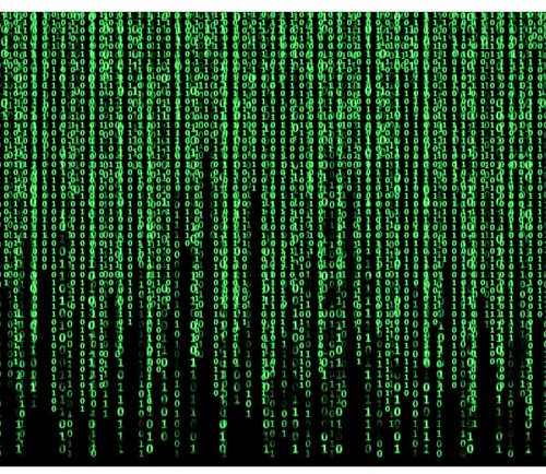 decomonkey Fototapete Matrix, 400x280 cm, XXL, Daten Code Regen schwarz