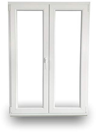 JeCo Kunststofftür Balkontür Stulptür - 2-Flügelig 2-Fach-Verglasung 60mm Bautiefe - BxH: 1000x1800mm Dreh Rechts - Dreh-Kipp Links