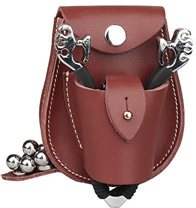 Gexgune Custodia per Borsa per proiettili di Munizioni in Pelle di catapulta da Caccia per catapulta da Pesca Forte e Resistente(Munizioni e Fionda Non Incluse)