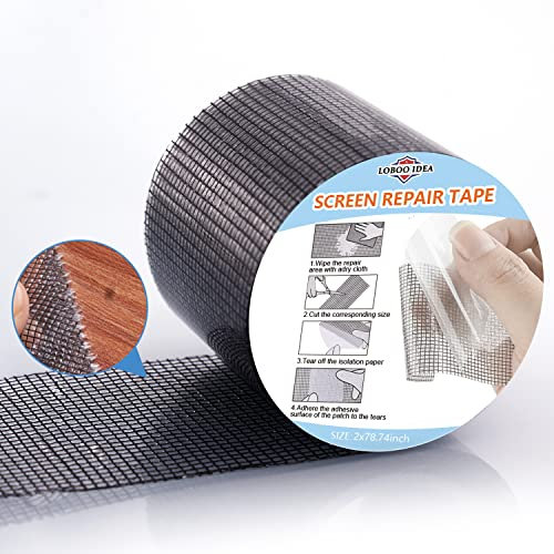 Loboo Idea - Kit di riparazione schermo 5,1 x 274,3 cm Adesivo resistente a 3 strati, impermeabile, ideale per coprire fori e strappi istantaneamente