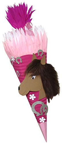 Schultüte Bastelset Pferd mit Mähne vorgestanzt - Zuckertüte - aus 3D Wellpappe, 68cm hoch