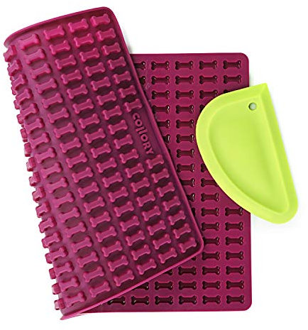Collory Mini Knochen (2cm) Silikon Backform und Teigschaber Set, Backmatte für Hundekekse und Leckerlis DIY, Pralinenform, Antihaftend und Lebensmittelecht (BPA-Frei)