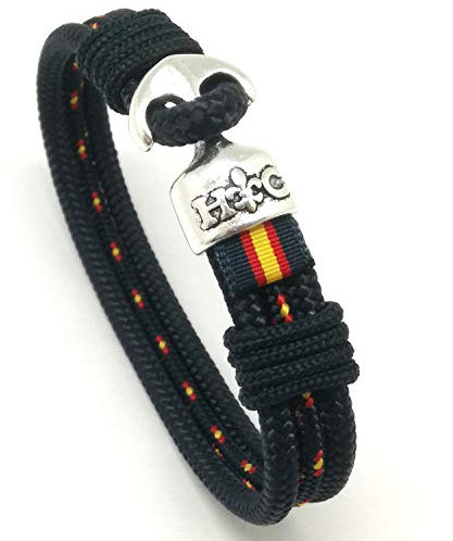 Hispania Colors Pulsera- Yacht azul marino, cierre de ancla y bandera de España. (Azul marino, 18)