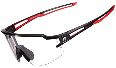 ROCKBROS Sport Sonnenbrille für Männer und Frauen, Photochromatische Fahrradbrille Sportbrille UV-Schutz Radfahren Brille Schwarz