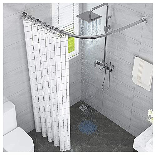 WEDSFC L Form Duschvorhangstange Ohne Bohren Duschstange Ecke Badewanne Edelstahl Teleskopstange Eckduschstange Für Umkleidekabine PPGE Home,110~140cm×110~140cm