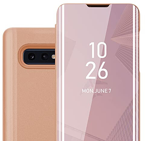 Cadorabo Hülle kompatibel mit Samsung Galaxy S10e Schutzhülle TPU Silikon Case 360 View Spiegel, Slim Kratzfest Weiche Gummi mit Rundumschutz Cover Hülle für Galaxy S10e in Pink