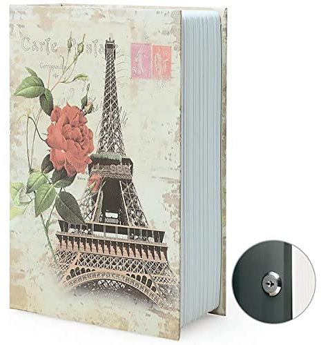 Diversion Book Safe Storage Box, Dictionary Secret Safe Can with Security Combination Lock/Key, Diversion Book Hidden Safe (Key, Paris)