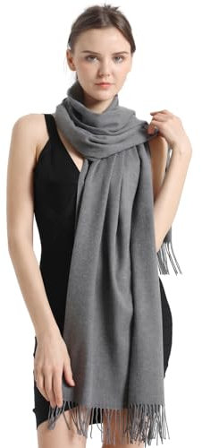 vimate Graue Pashmina Stola und Tücher für Frauen, Soft Gray Cashmere Pashmina Schals und Tücher für Männer/Frauen (DE-Grau)