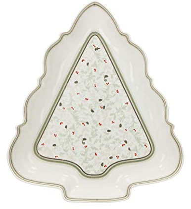 Antipastiera Forma di Albero Natale Brandani 52392 Connubio Porcellana Bianca Verde Ciotola 22 cm