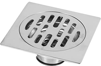 Quadratischer Duschbodenablauf, 3,9 x 3,9 Zoll Ablaufabdeckung mit Haarsieb, Abnehmbarer Abdeckung, Gitterrost, Ablaufdusche für Küche, Waschraum, Garage(B.)