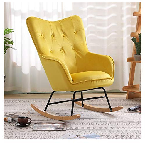 PURRL Nordic Single Schaukelstuhl Sofa Recliner Sessel Wohnzimmer Schlafzimmer Balkon Lounge Chair Nap Chair Lazy Chair (gelbe Farbe) Little Surprise