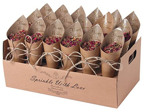 Coni Portariso Matrimonio, 30 fori Coni Portaconfetti con Carta Kraft, Coni di Coriandoli Personalizzati per Portaconfetti Matrimonio, Decorazione di Nozze Country
