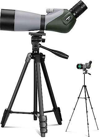 AOMEKIE Longue-Vue Monoculaire 20–60x70mm avec Trépied réglable Spotter Scope Étanche avec Adaptateur de Téléphone et Sac de Transport