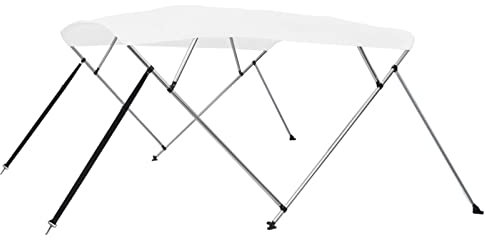 Homgoday 4-Bow Bimini Top Bootsverdeck Boot Bootsabdeckung Sonnendach Sonnenverdeck Boot Bootszelt Sonnensegel Boot Sonnenschutz Weiß 243x196x137 cm