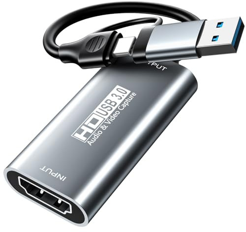 XIIXMASK capturadora Video HDMI 4K, capturadora USB 3.0, grabación de Audio y Video HDMI a USB/USB C en 1080P@60Hz, 2K@30Hz para enseñanza, transmisión, Juegos, transmisión, videoconferencia