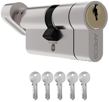 Euro Cylinder Thumb TurnDoor Lock uPVC Aluminium Timber Door Barrel 6 Pin 5 Keys (50/50 Thumb Turn)