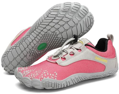 SAGUARO Zapatillas Barefoot Hombre Mujer Zapatillas Minimalistas para Deportes Acuaticos - Ligeras Antideslizante Respirable con Caja Suela Zero Drop, Rojo, 39 EU