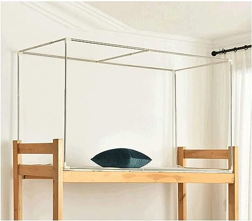 Himmelbett-Moskitonetz-Rahmen, Moskitonetz-Halterung, Vier Eckbetten, Metall-T-Verbindungsstück, Bettrahmen-Pfosten-Matratze, Einfache DIY-Montage,Silber,90x150cm Großes Bett,outstanding78