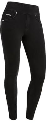 FREDDY N.o.w.® Skinny-Hose mit faltbarem Bund aus Denim-Strick, Schwarzer Denim, XL