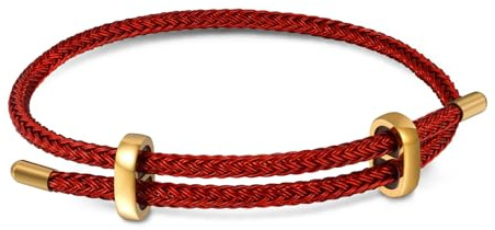 GNOCE Verstellbares Rotes Basic-Armband Mit 2 Stoppern für Halskette - Schmuck Geschenk für Frauen Mädchen