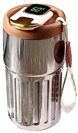 Fulenyi Wasserflasche mit Temperaturanzeige, intelligente LED-Temperaturanzeige, Kaffeebecher, Smart-Kaffee-Isolierflasche, Edelstahl, doppelwandig, vakuumisoliert, 450 ml, tragbarer Reisebecher
