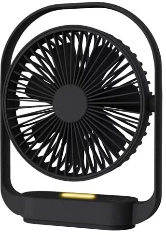 Ventilador Portatil, Ventilador USB Silencioso, Ventilador Pequeño de 4 Velocidades Ventilador de Mano de Luz Nocturna Ventilador de Mesa Rotativo 330 ° Ventilador Recargable Ventilador de escritorio