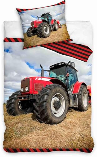 Carbotex Traktor Tractor Fastrag Bettwäsche Set Wendebettwäsche Kids 135x200cm 80x80cm