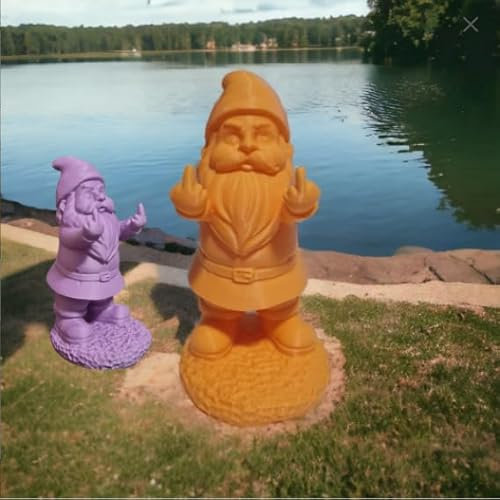 Nain de Jardin/Père noel Vulgaire Faisant 2 Doigts d'Honneur -Cadeau unique/humour (25, orange)