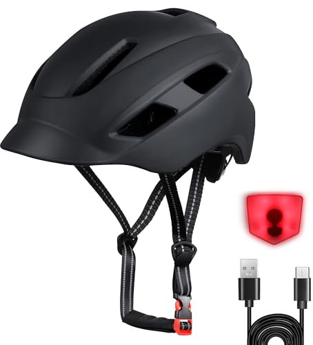 Fahrradhelm Erwachsene Fahrradhelm Herren & Damen, Leichter Fahrradhelm mit LED-Licht, Radhelm, Trekking-, City- & Rennradhelme 57–62 cm