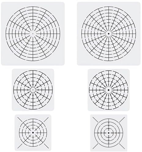 YKW 6 Stück Mandala Dot Tool Vorlage Set, 4/8/12/16 Segment Kreatives Mandala Wiederverwendbar für DIY Kunstprojekte auf Holz Möbel Dekoration, Weiß